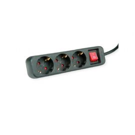 ROLINE CIABATTA ELETTRICA, 3X, CON INTERRUTTORE, NERO, 1.5M, SHUKO - 19.07.1068