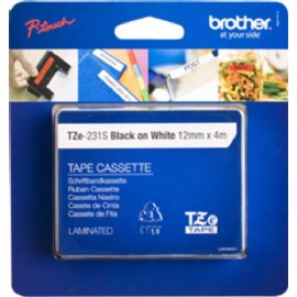 BROTHER NASTRO LAMINATO H12MM NERO SU BIANCO 4 M LUNGHEZZA - TZE231S