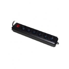 LINK MULTIPRESA 6 PRESE UNIVERSALI ITA/SCHUKO 10/16 A - SPINA 16 A CON INTERRUTTORE NERA - LKMP06N