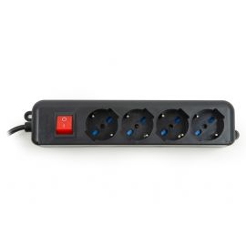 LINK MULTIPRESA 4 PRESE UNIVERSALI ITA/SCHUKO 10/16 A - SPINA 16 A CON INTERRUTTORE NERO - LKMP04N